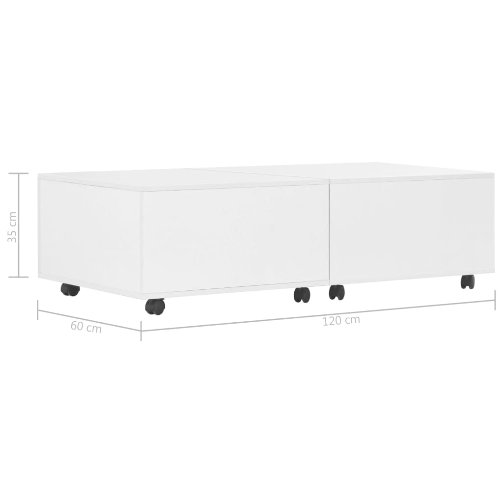 vidaXL kõrgläikega kohvilaud, valge, 120 x 60 x 35 cm