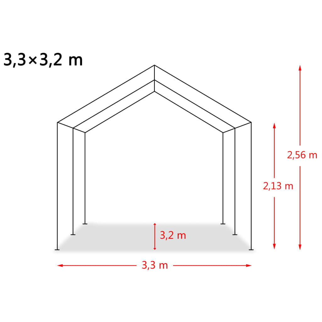 vidaXL eemaldatav loomatelk, PVC 550 g/m², 3,3 x 3,2 m, tumeroheline