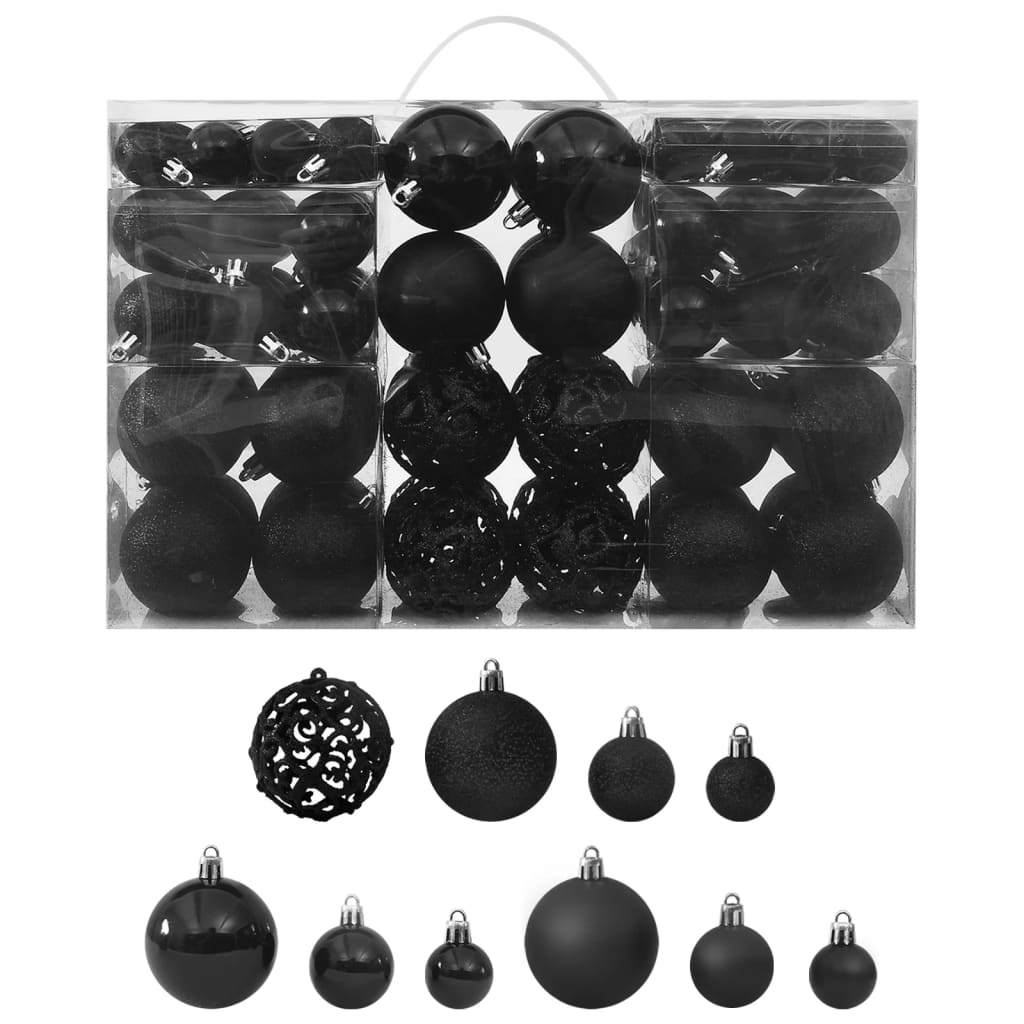 vidaXL 100-osaline jõulukuulide komplekt, must