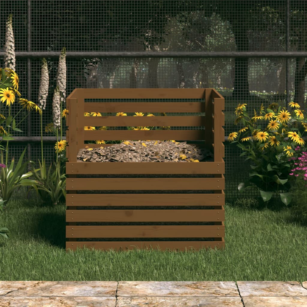 vidaXL komposter, meepruun, 80 x 80 x 78 cm, männipuit