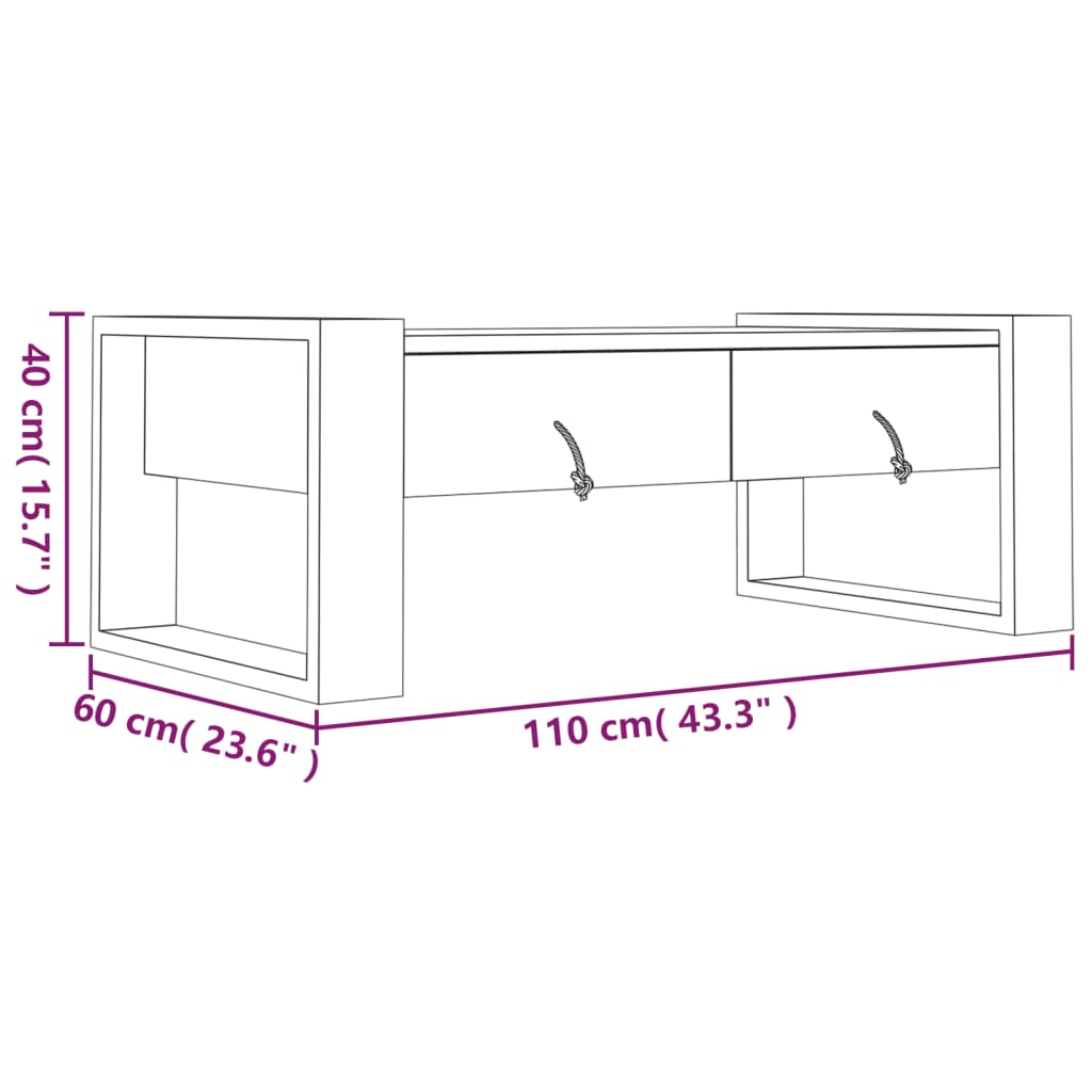 vidaXL kohvilaud, 110 x 60 x 40 cm, tiikpuu