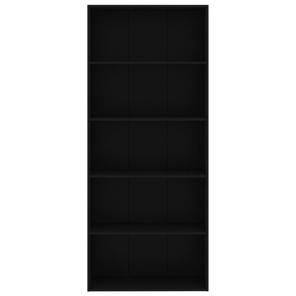 vidaXL 5-korruseline raamaturiiul, must 80x30x189 cm, puitlaastplaat
