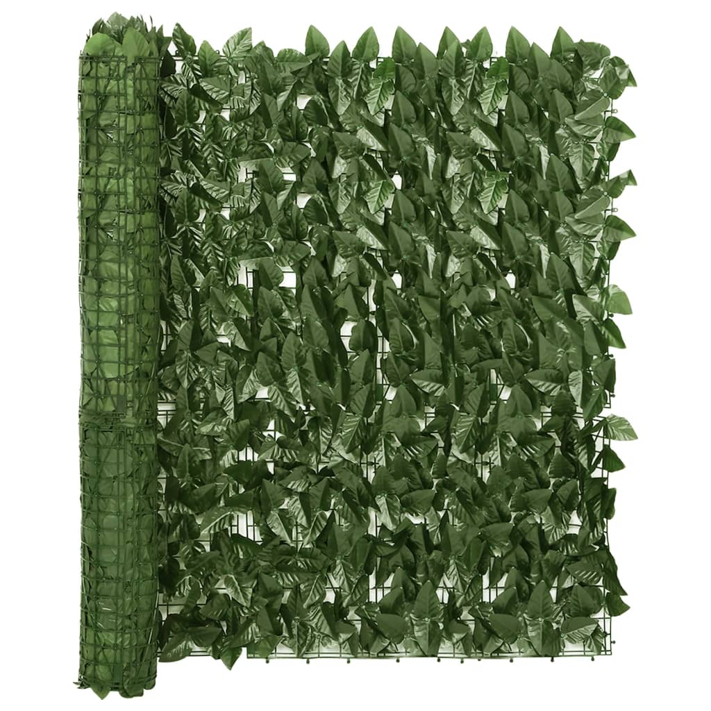 vidaXL rõdupiirde kate, tumerohelised lehed, 200 x 100 cm