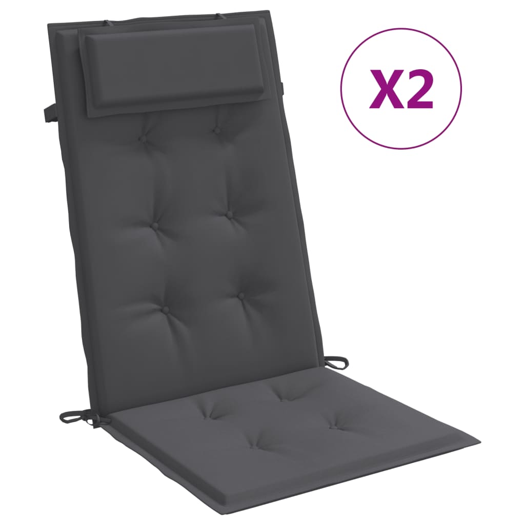 vidaXL kõrge seljatoega toolipadjad 2 tk, antratsiithall, kangas