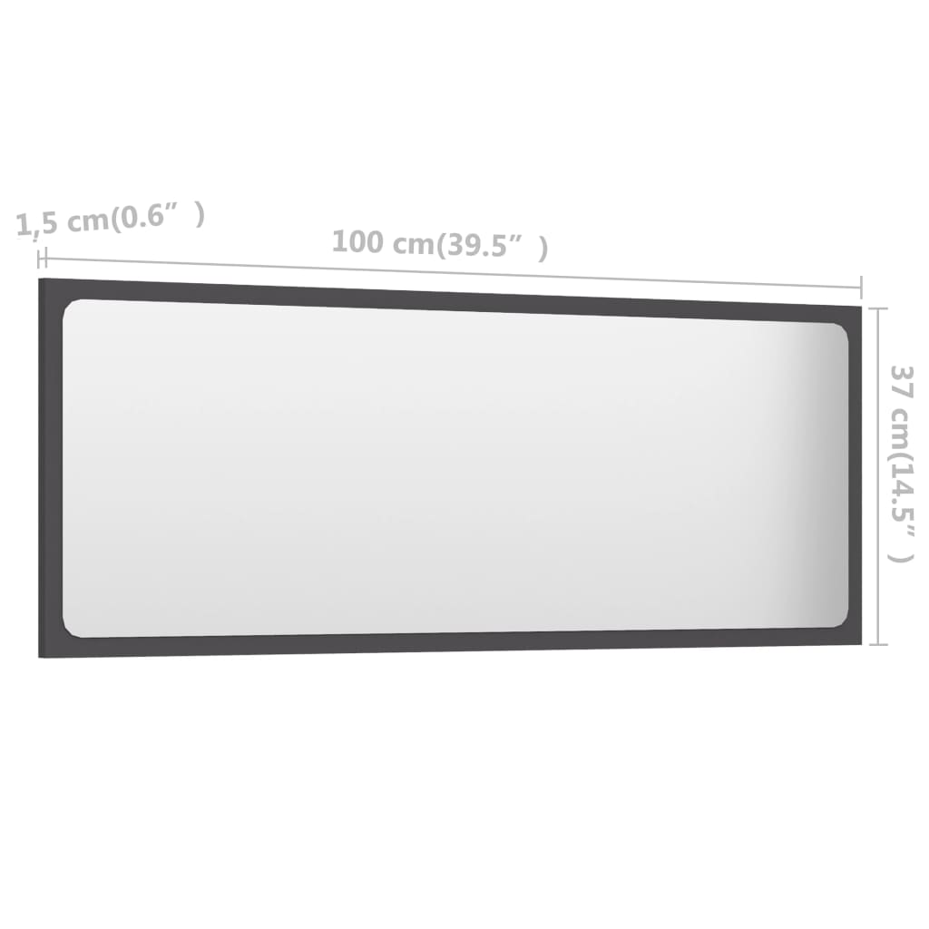 vidaXL vannitoa peeglikapp, hall, 100 x 1,5 x 37 cm, puitlaastplaat