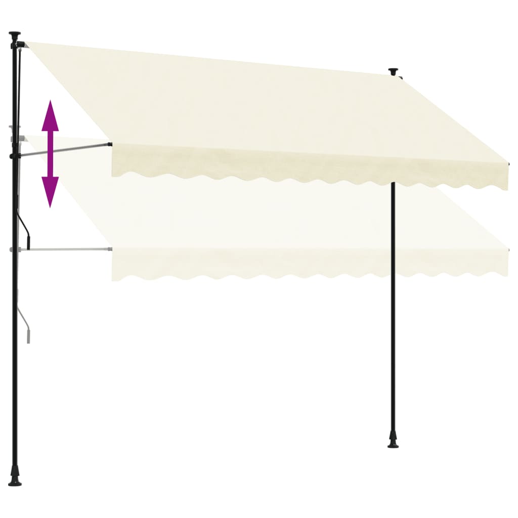 vidaXL sissetõmmatav varikatus, kreemjas, 300x150 cm, kangas/teras