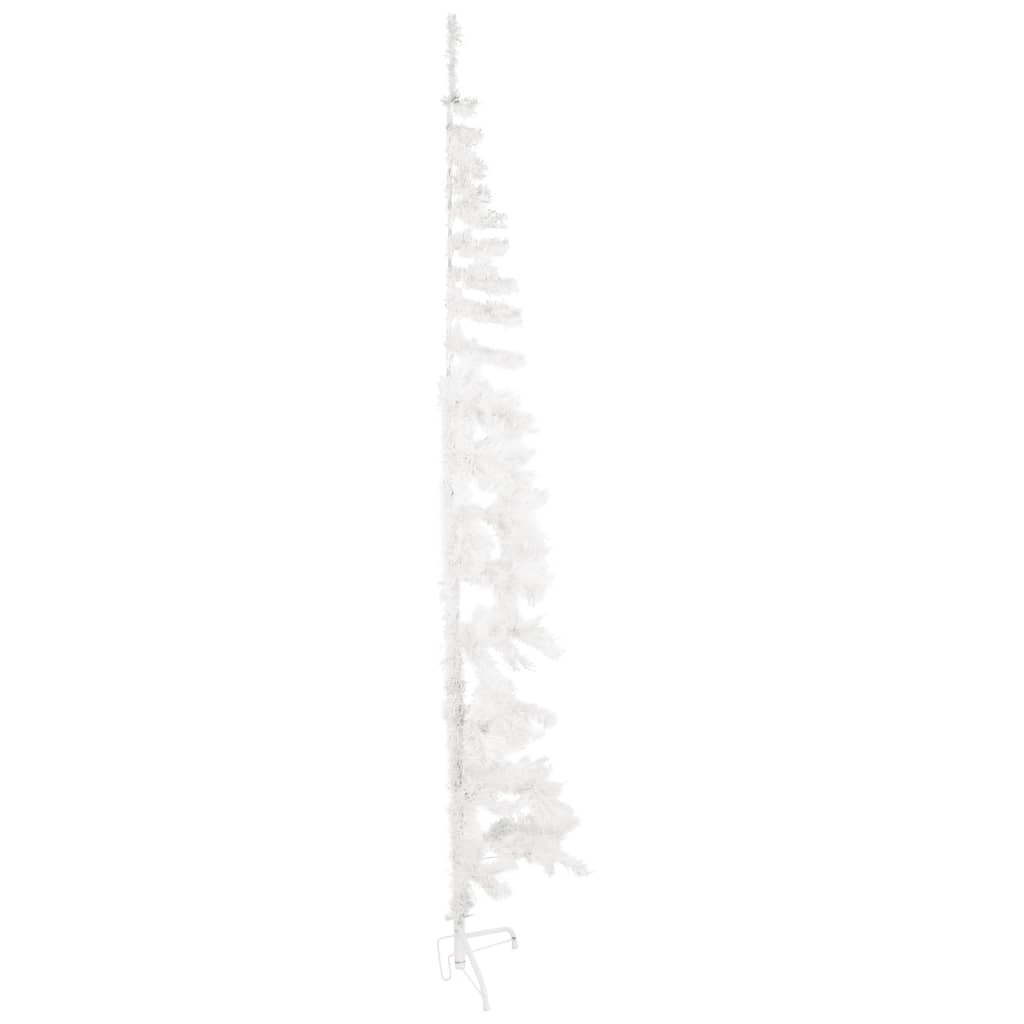 vidaXL kitsas poolik kunstkuusk alusega, valge, 210 cm