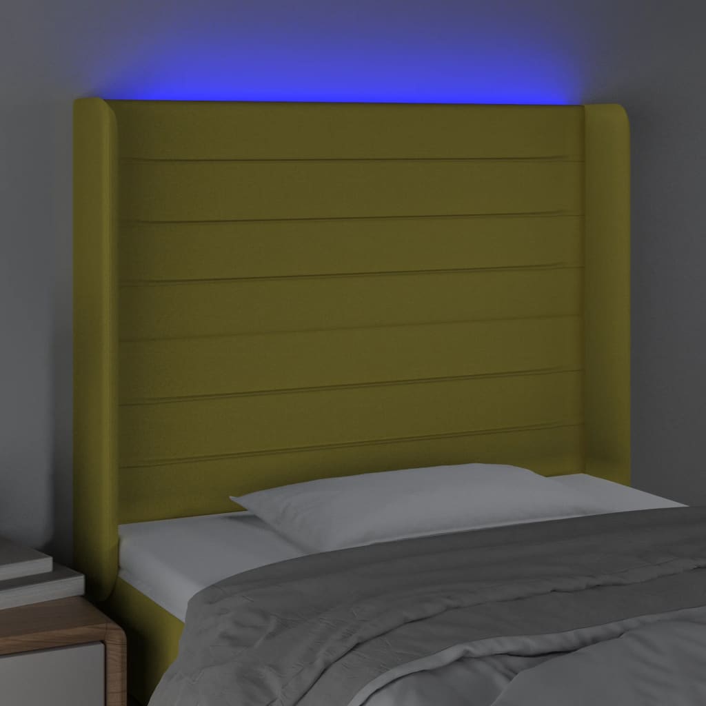 vidaXL LED-voodipeats, roheline, 103x16x118/128 cm, kangas