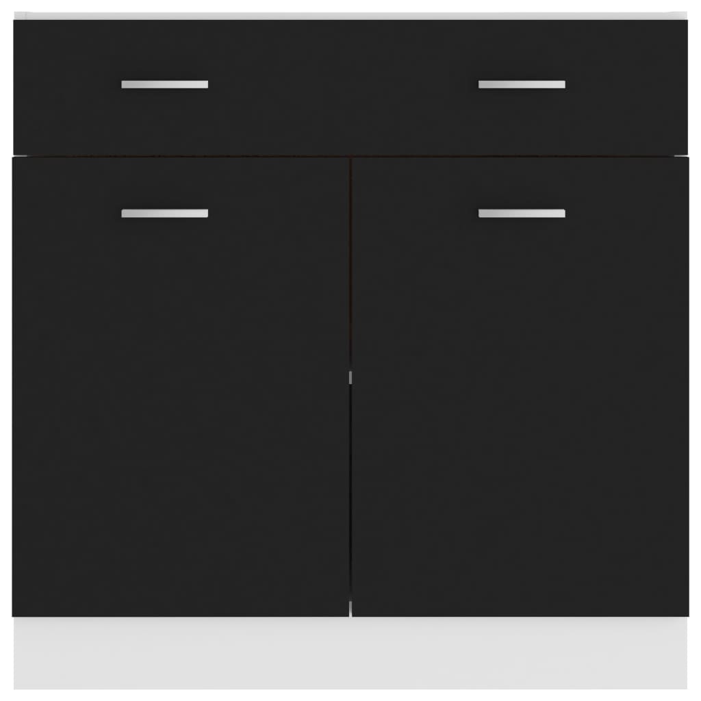 vidaXL sahtliga alumine köögikapp, must, 80x46x81,5 cm, puitlaastplaat