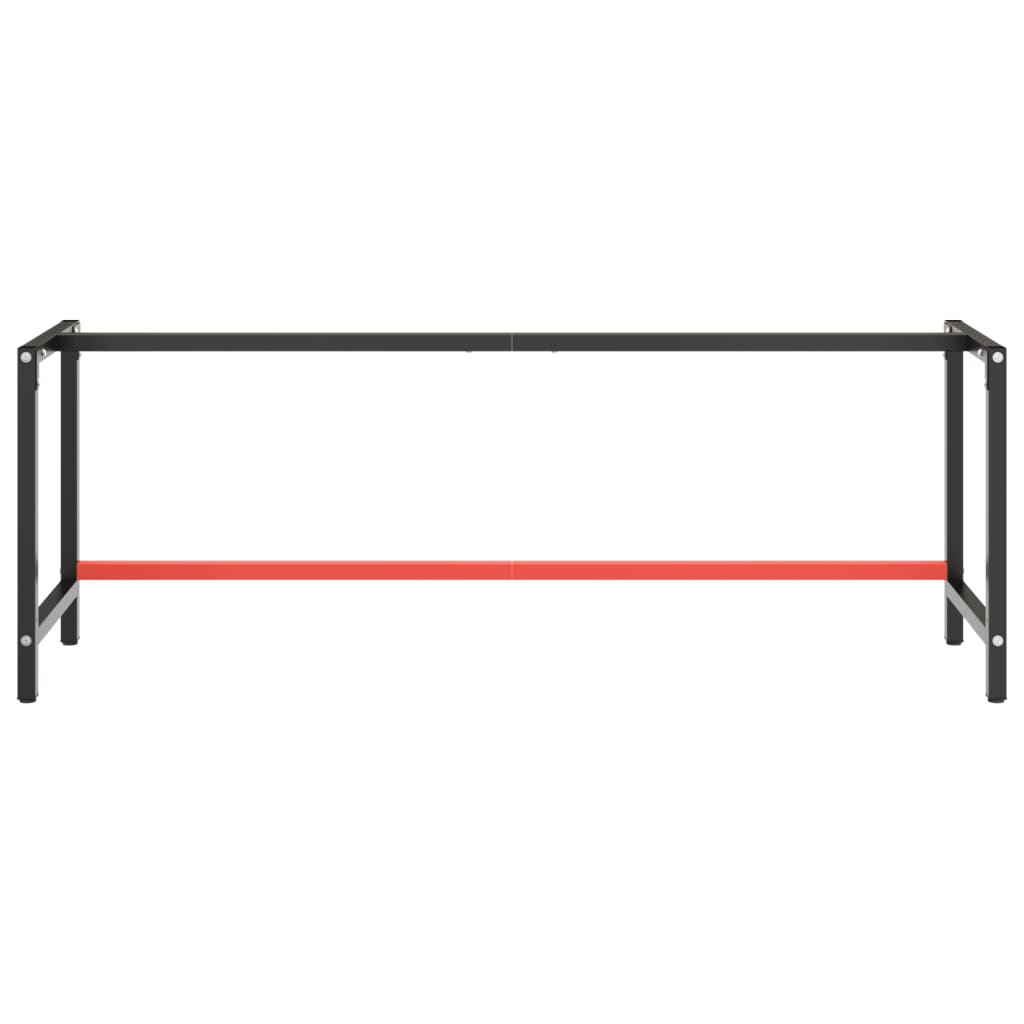 vidaXL tööpingi raam, must ja matt punane, 220x57x79 cm, metall