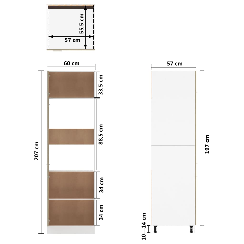 vidaXL külmikukapp, Sonoma tamm, 60 x 57 x 207 cm, puitlaastplaat