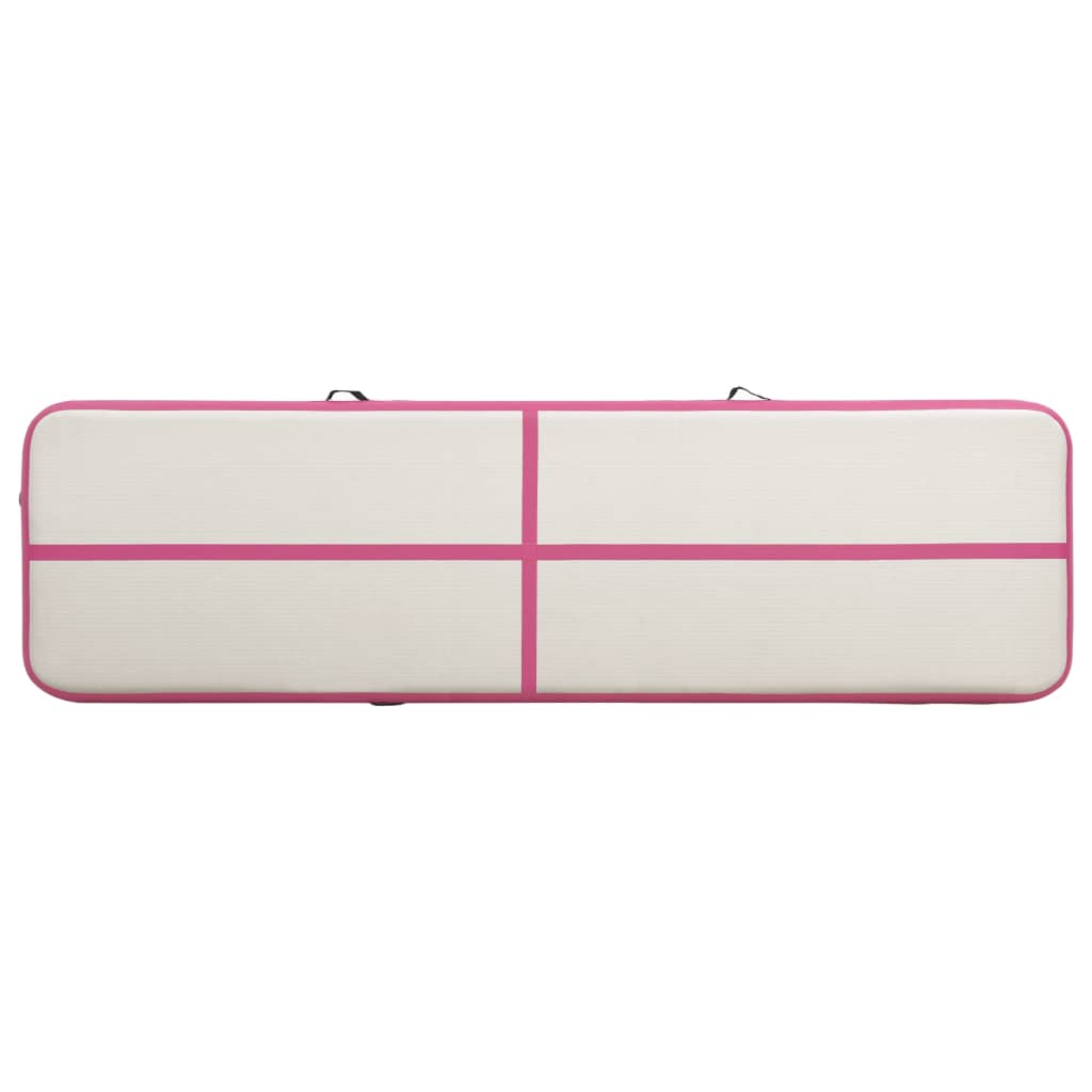 vidaXL täispumbatav võimlemismatt pumbaga 600x100x15 cm PVC roosa