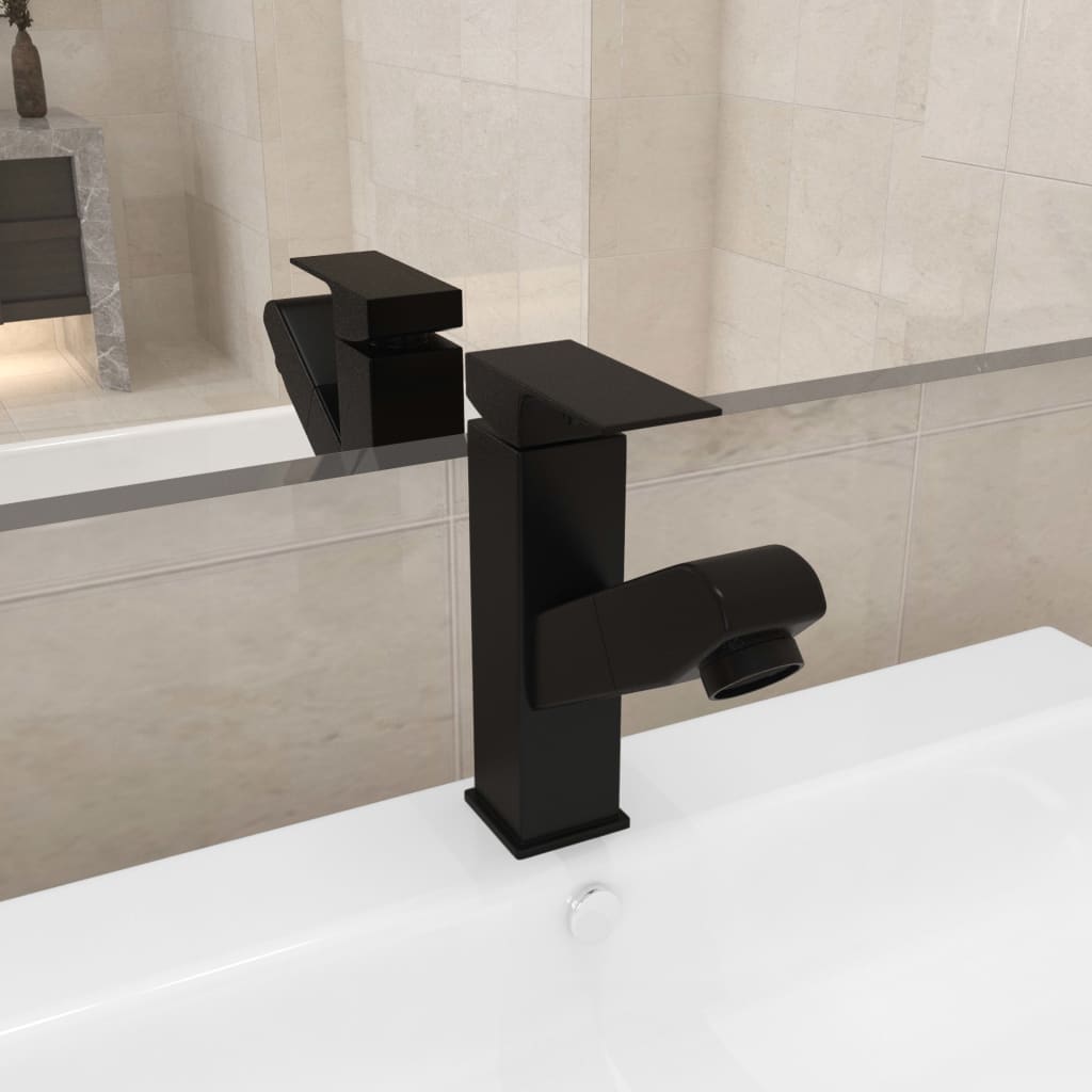 vidaXL vannitoakraan, väljatõmmatav, must, 157 x 172 mm