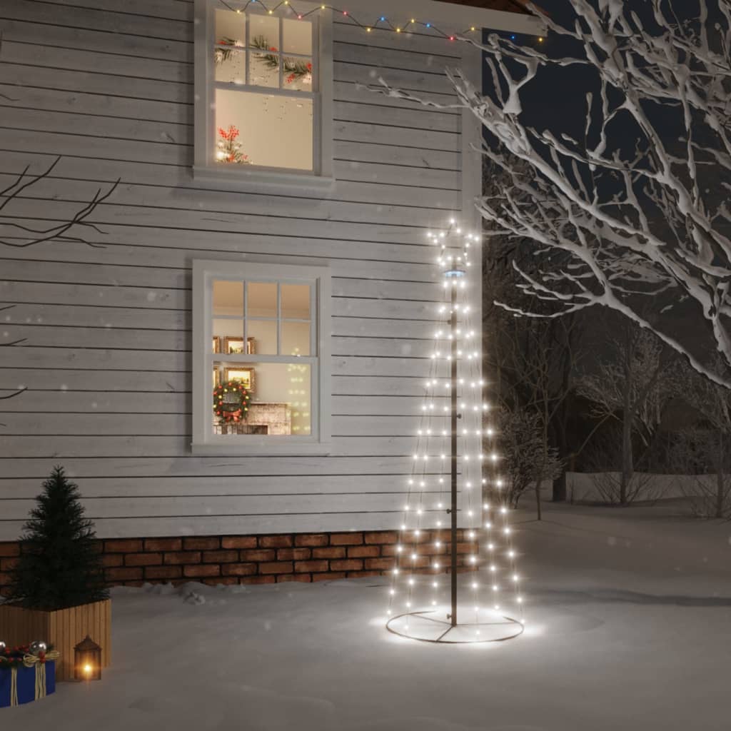 vidaXL koonusekujuline jõulupuu, külm valge, 108 LEDi, 70 x 180 cm
