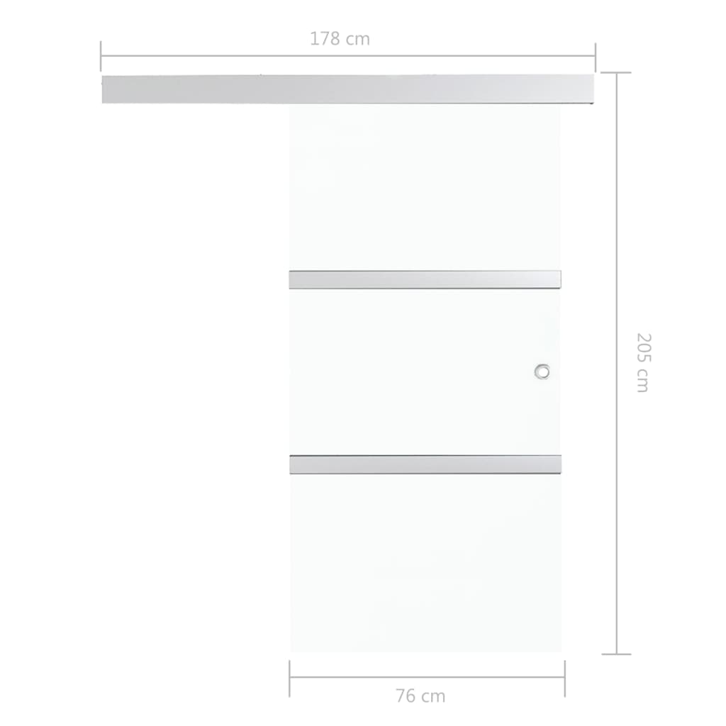 vidaXL lükanduks, pehmed piirajad, ESG-klaas ja alumiinium 76 x 205 cm