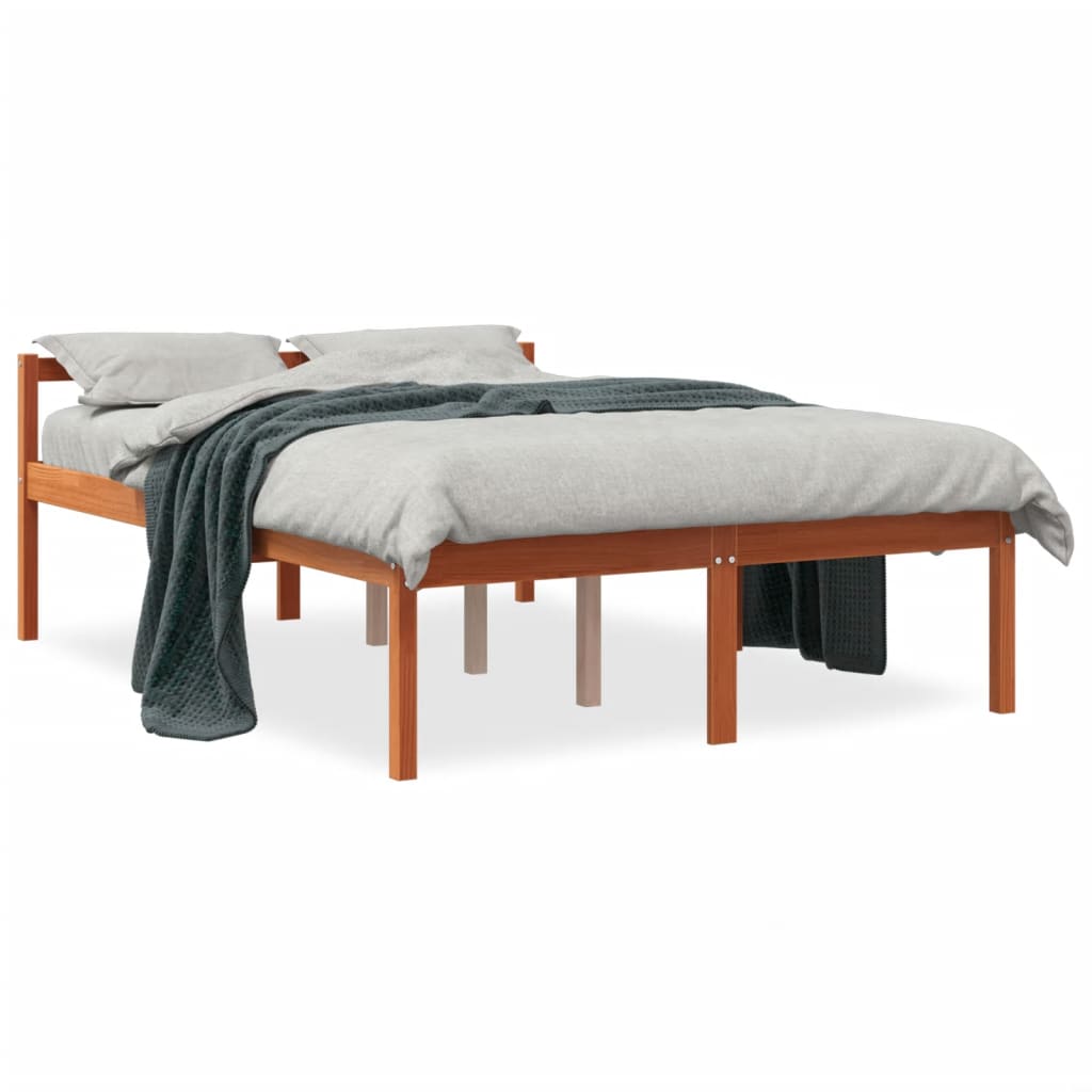 vidaXL seeniorite voodi, vahapruun, 120 x 190 cm, männipuit