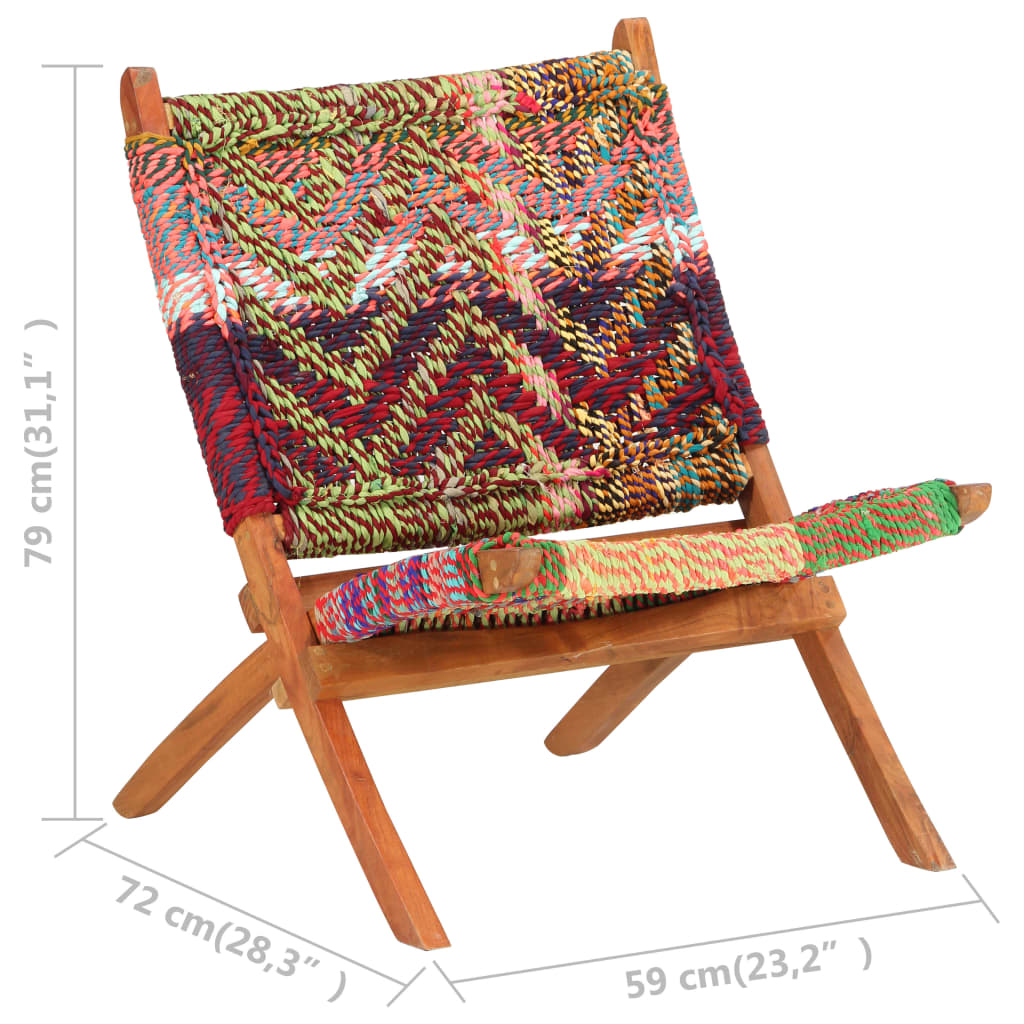 vidaXL kokkupandav Chindi tool, mitmevärviline, kangas