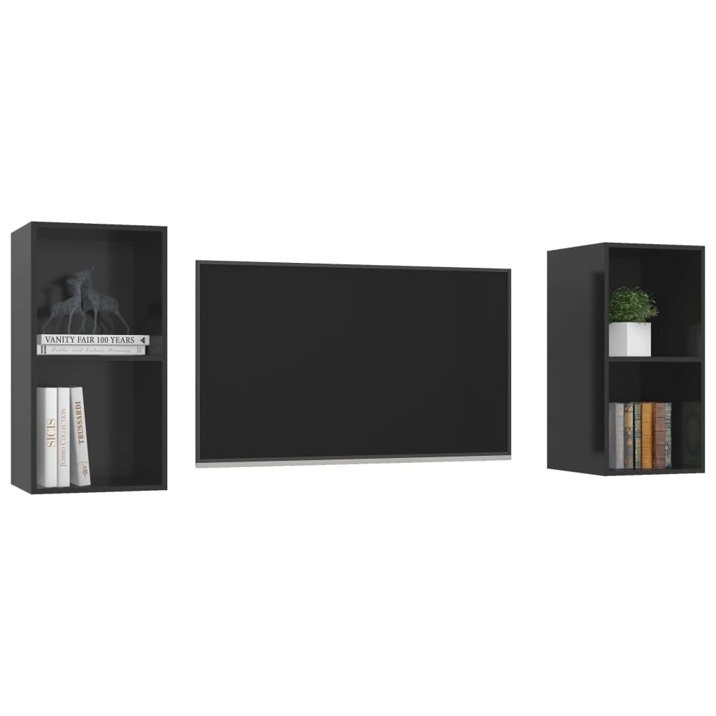 vidaXL seinale kinnitatavad telerikapid, 2 tk, must, puitlaastplaat