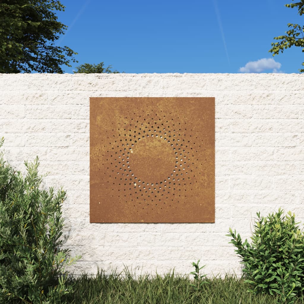 vidaXL aia seinakaunistus, 55 x 55 cm, Corteni teras, päikese disain