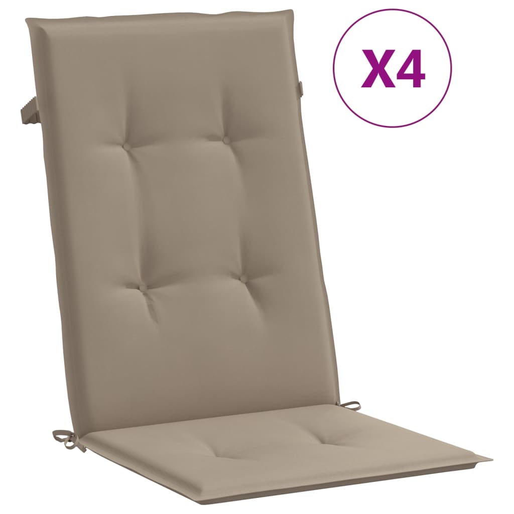 vidaXL kõrge seljatoega toolipadjad 4 tk pruunikas 120x50x3 cm, kangas