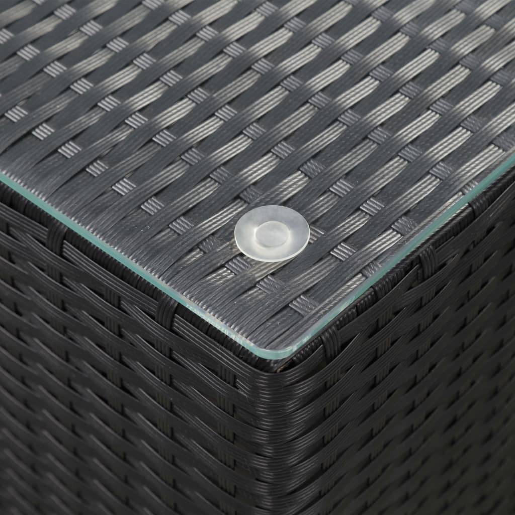 vidaXL lisalaud klaasplaadiga, must, 35 x 35 x 52 cm, polürotang