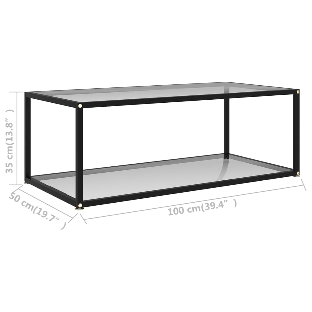 vidaXL kohvilaud, läbipaistev, 100 x 50 x 35 cm, karastatud klaas