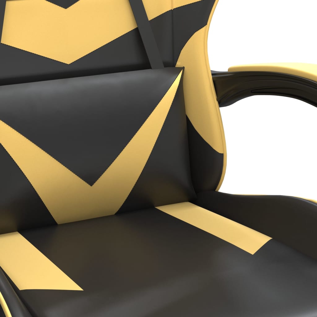 vidaXL pööratav mänguritool, must ja kuldne, kunstnahk