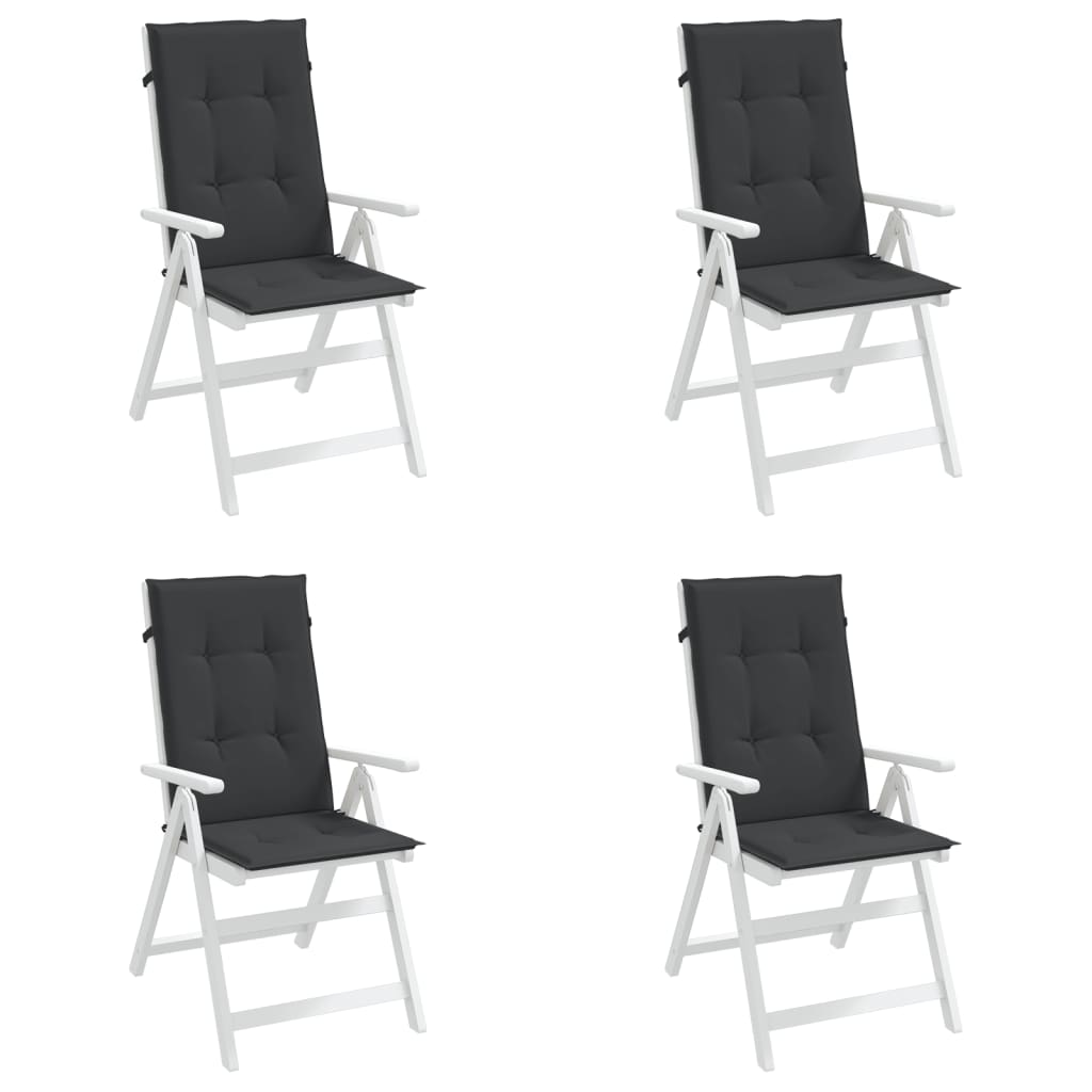 vidaXL kõrge seljatoega toolipadjad 4 tk, must, 120x50x3 cm, kangas