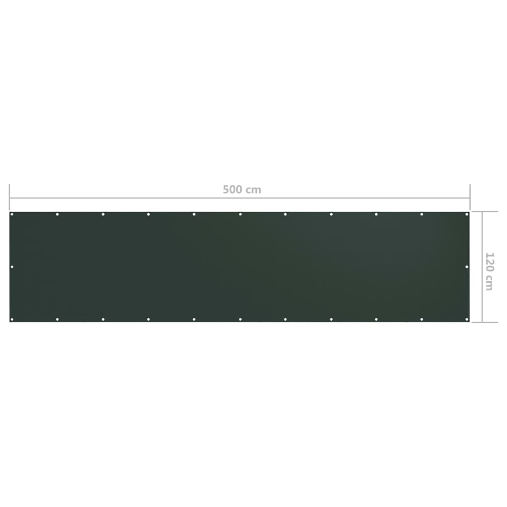 vidaXL rõdusirm, tumeroheline, 120 x 500 cm, oxford-kangas