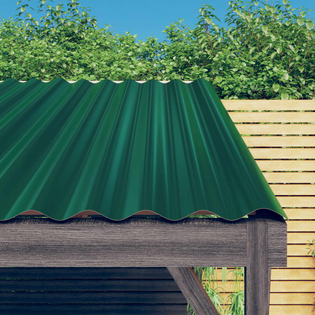 vidaXL katusepaneelid 36 tk, pulbervärvitud teras, roheline, 60x36 cm