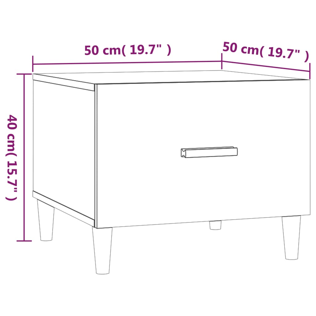vidaXL kohvilaud, kõrgläikega valge, 50x50x40 cm, tehispuit