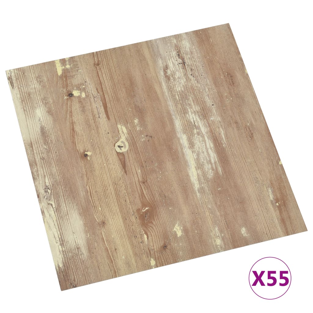 vidaXL iseliimuvad põrandaplaadid, 55 tk, PVC, 5,11 m², pruun