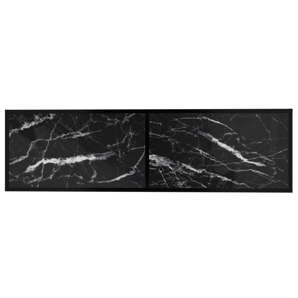 vidaXL telerialus, must marmor, 140 x 40 x 40,5 cm, karastatud klaas