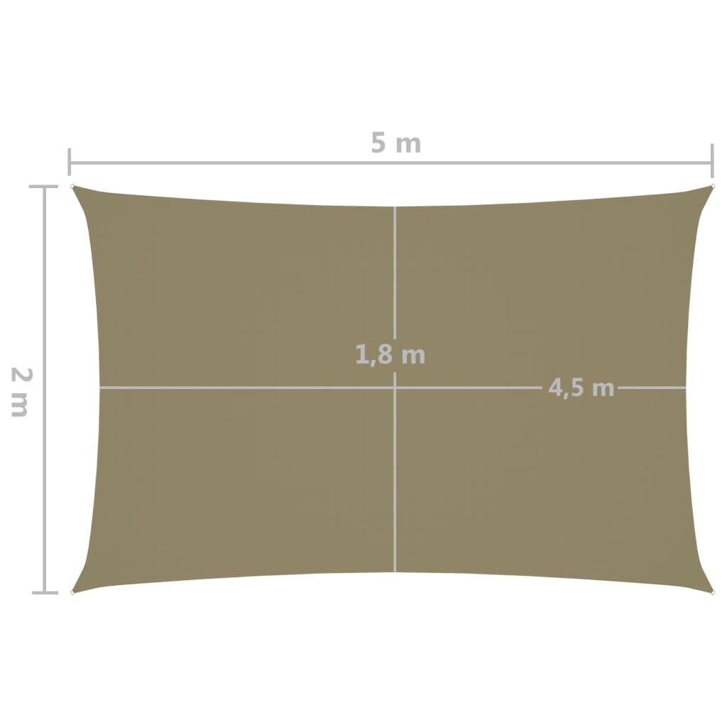 vidaXL oxford-kangast päikesepuri, ristkülik, 2 x 5 m, beež