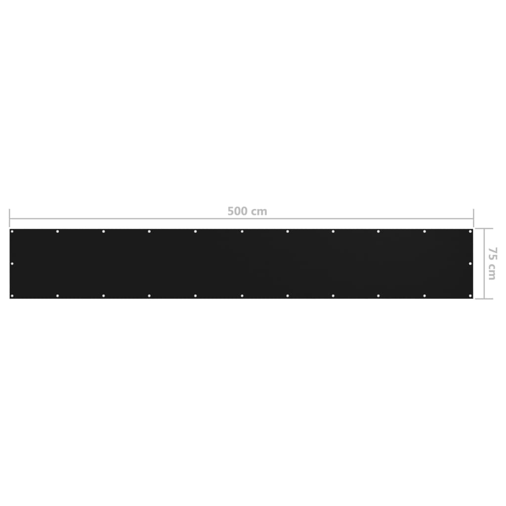 vidaXL rõdusirm, must, 75 x 500 cm, oxford-kangas