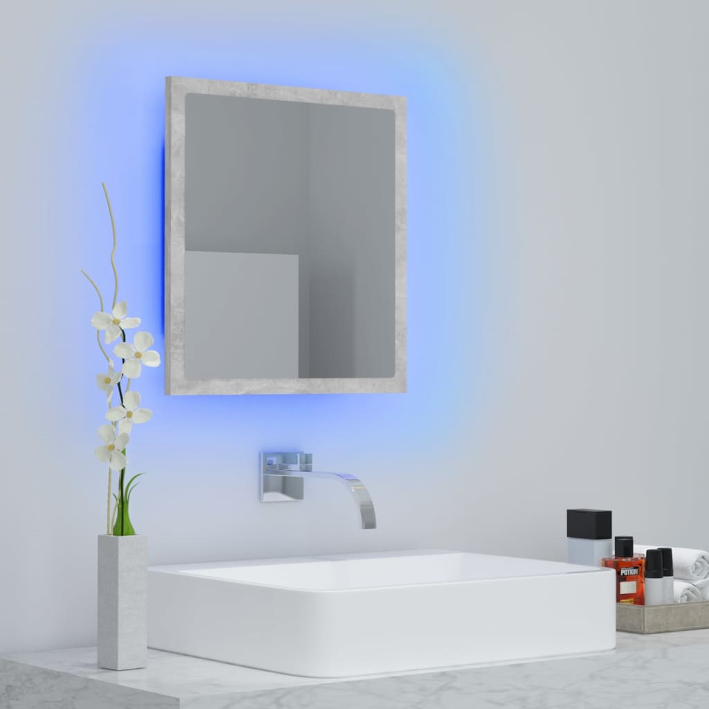 vidaXL LED vannitoa peeglikapp, betoonhall, 40 x 8,5 x 37 cm, akrüül