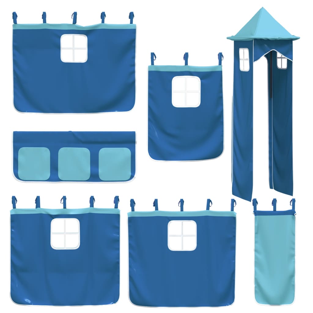 vidaXL laste kõrge voodi torniga, sinine, 80 x 200 cm, männipuit