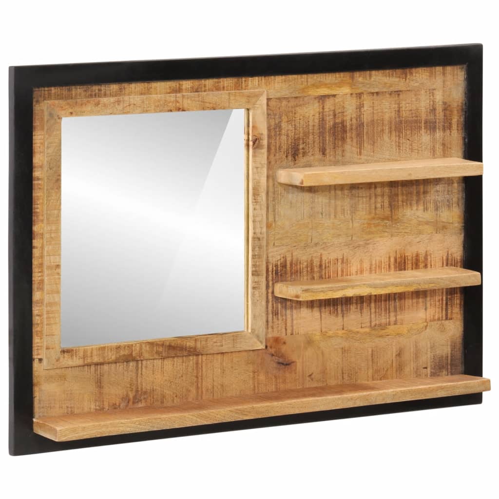 vidaXL riiulitega peegel, 80 x 8 x 55 cm, klaas ja mangopuit