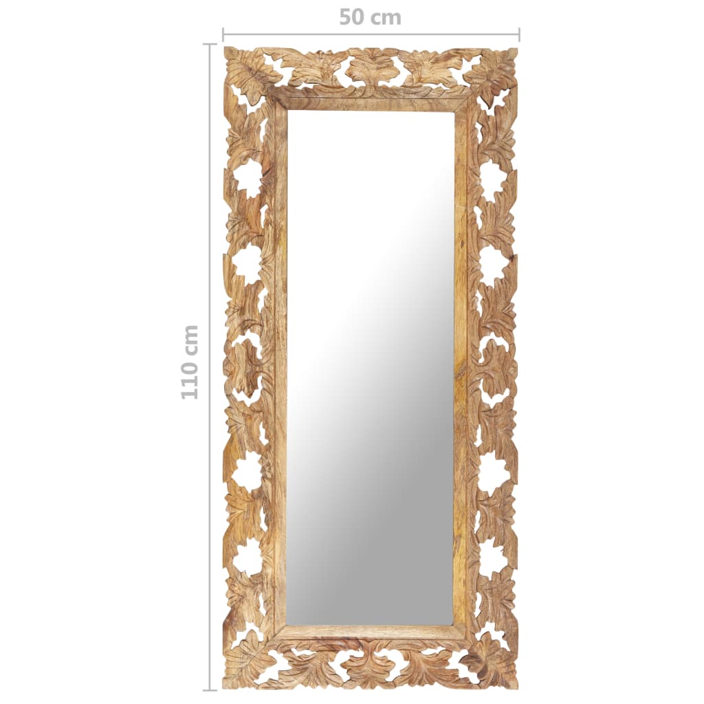 vidaXL, käsitsi nikerdatud peegel, pruun, 110 x 50 cm, mangopuit