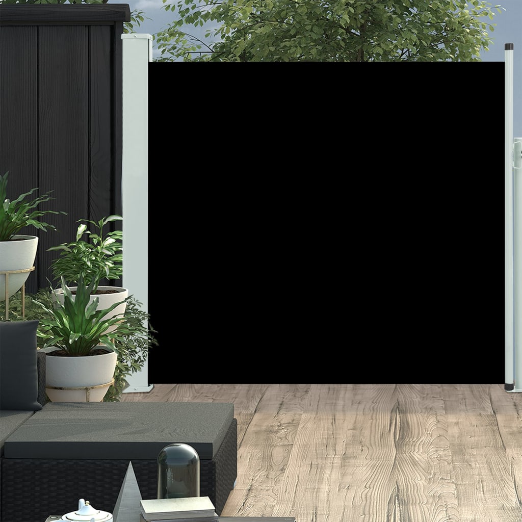 vidaXL lahtitõmmatav terrassi külgsein, 170x300 cm, must