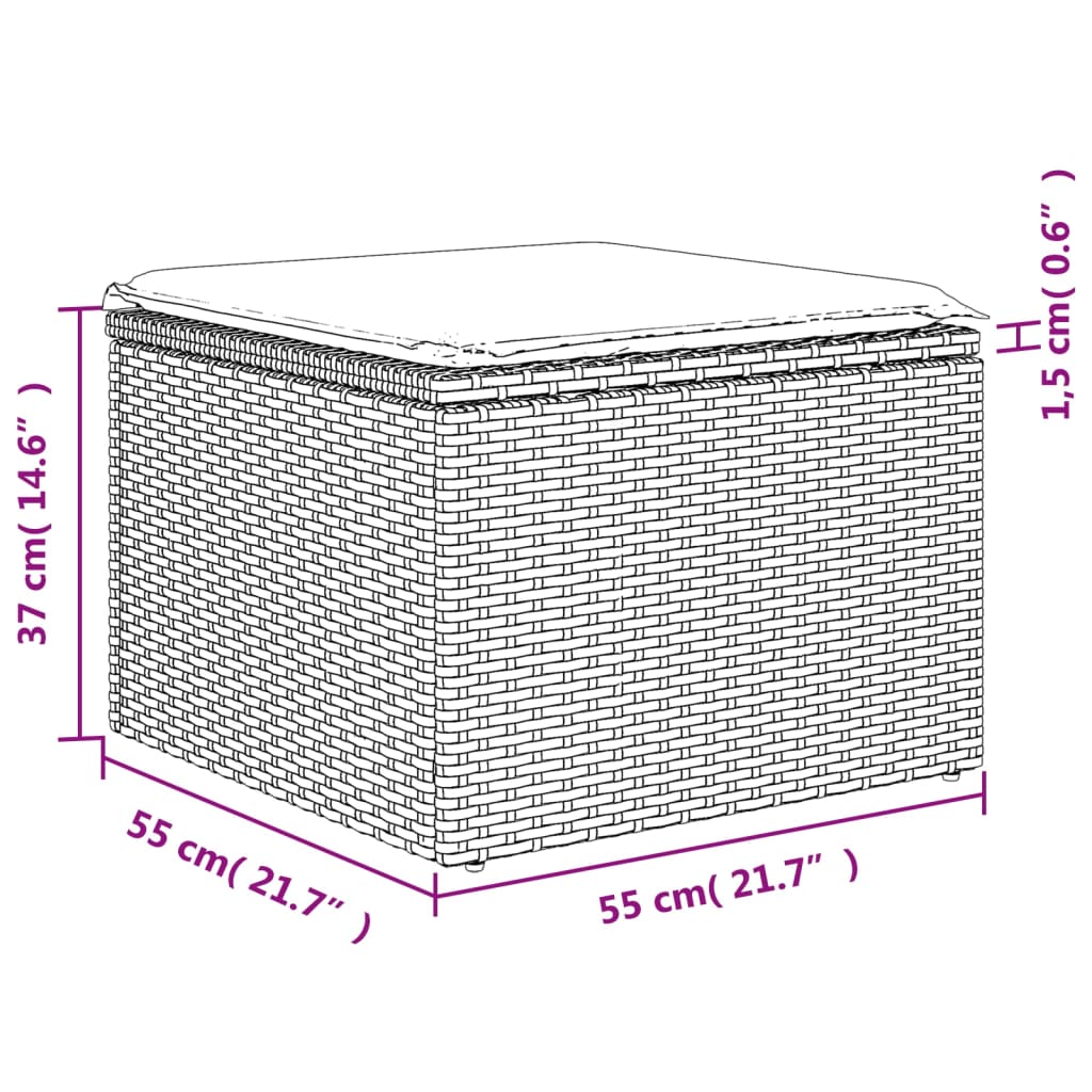 vidaXL aiatumba istmepadjaga, beež, 55 x 55 x 37 cm, polürotang