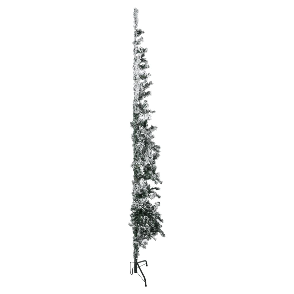 vidaXL kitsas poolik kunstkuusk lumiste okstega, 180 cm