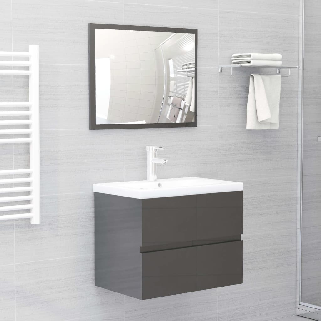 vidaXL 2-osaline vannitoamööbli komplekt, hall, puitlaastplaat