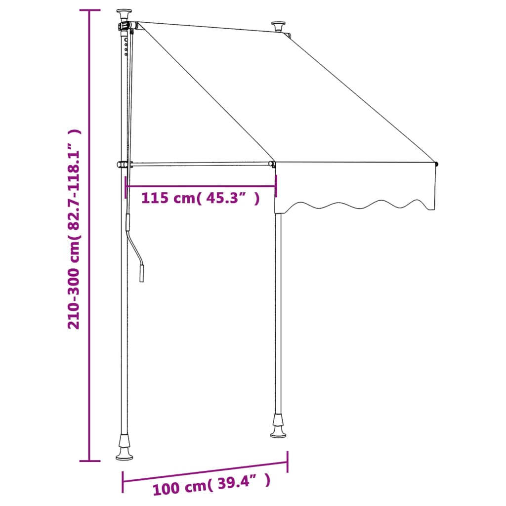 vidaXL sissetõmmatav varikatus, kreemjas, 100x150 cm, kangas/teras
