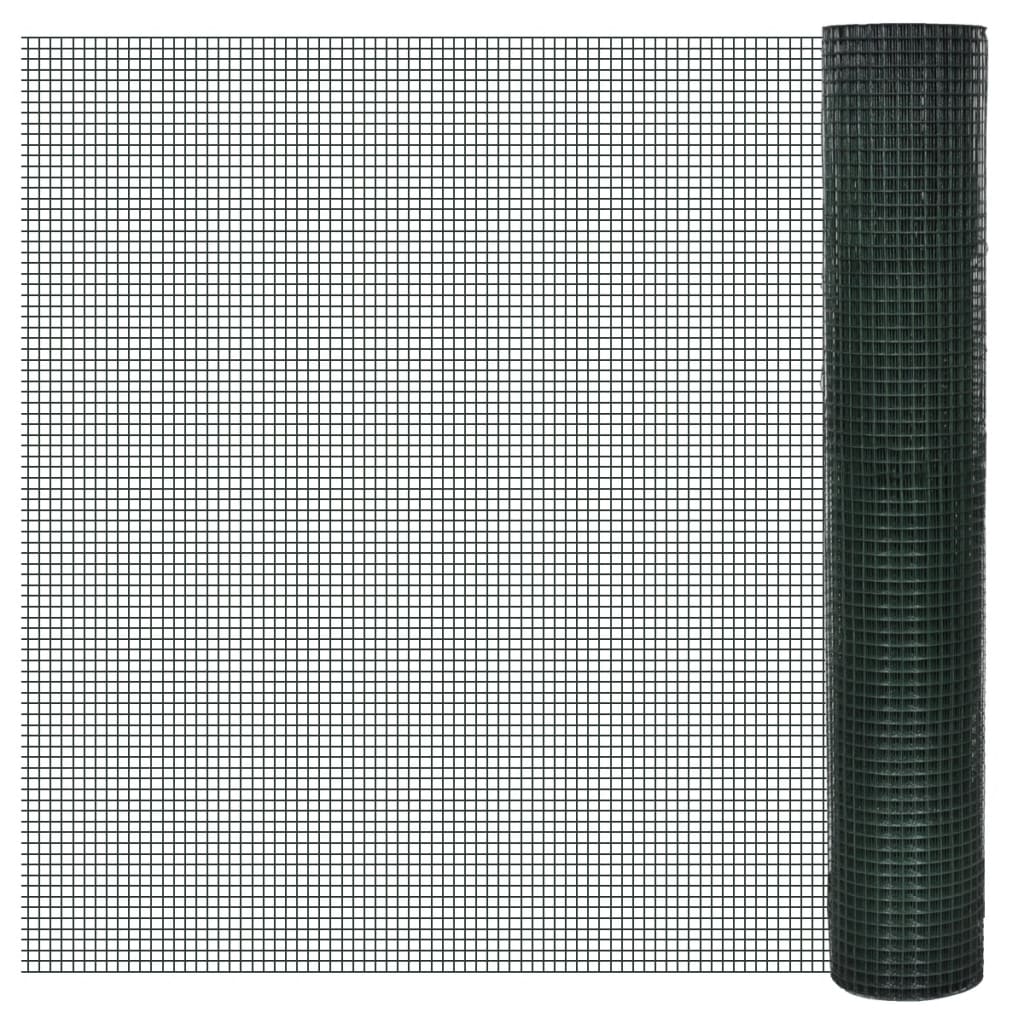 vidaXL kanade traataed tsingutud PVC kattega 10 x 1 m, roheline