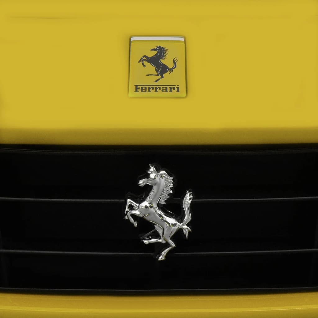 vidaXLi pealeistutav auto „Ferrari F12“ kollane 6 V kaugjuhtimispuldiga