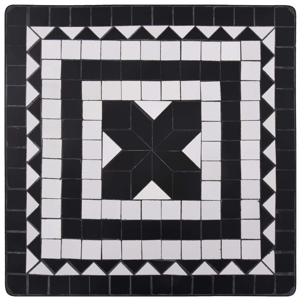 vidaXL mosaiikplaadiga bistroolaud, must ja valge, 60 cm, keraamiline