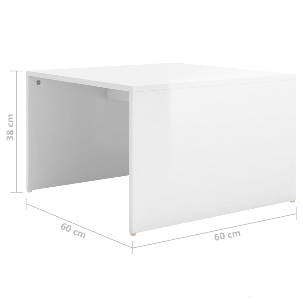 vidaXL 3 tk kohvilaudade komplekt, kõrgläikega valge, 60x60x38 cm