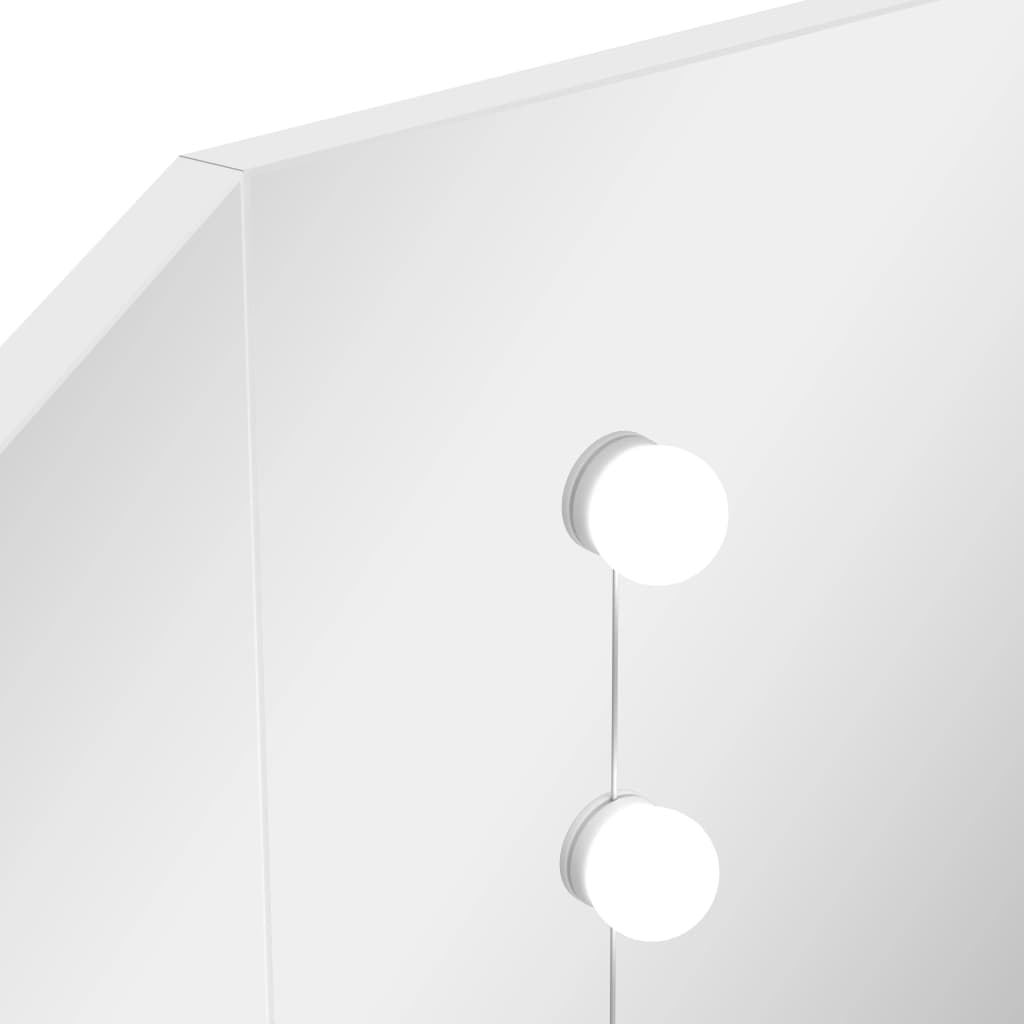 vidaXL nurga tualettlaud LED-tulega, valge