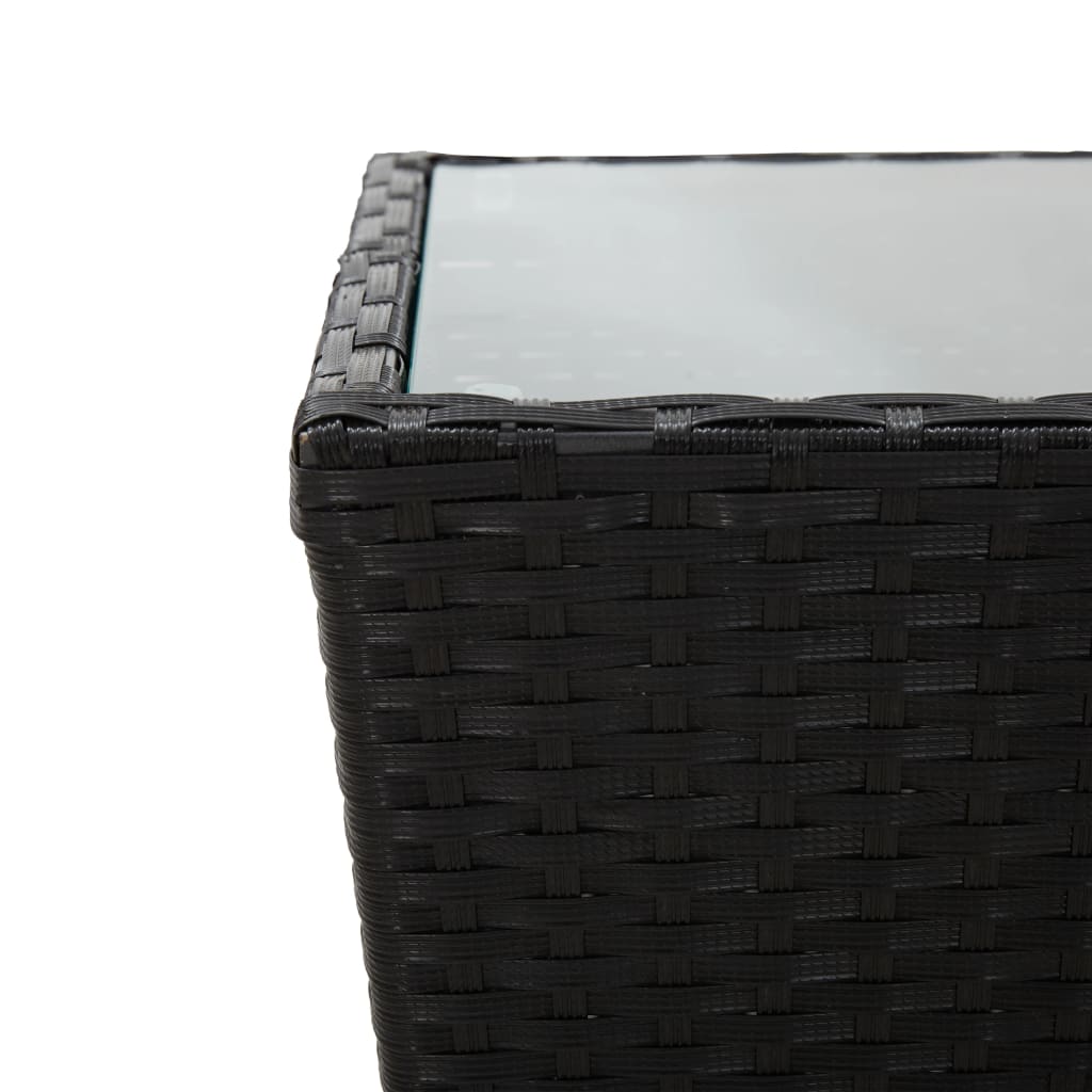 vidaXL teelaud, must, 41,5x41,5x43 cm, polürotang, karastatud klaas